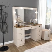 Penteadeira Camarim com Espelho França Off White/Freijó