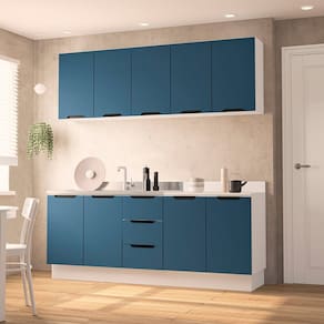 Cozinha Completa 4 Peças sem Tampo Meena Branco/Azul
