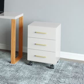 Gaveteiro para Escritório 3 Gavetas com Rodízios Industrial Off White
