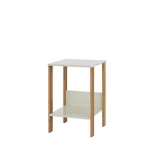 Mesa Lateral Auxiliar para Sala de Estar Industrial Freijó/Off White