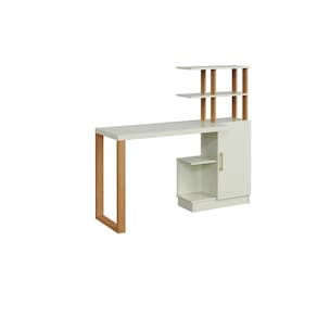 Escrivaninha para Escritório 100% Mdf Industrial Freijó /Off White