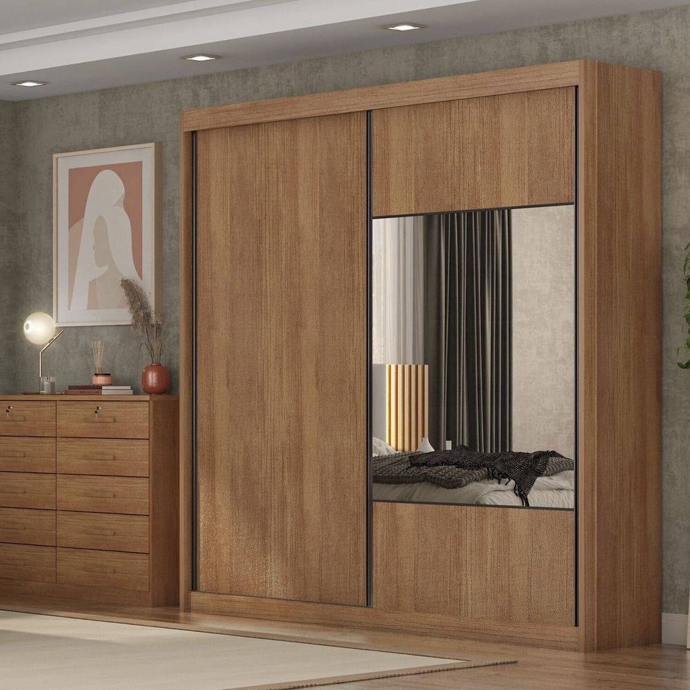 Guarda-roupa para Quarto com Espelho Trieste Cumaru
