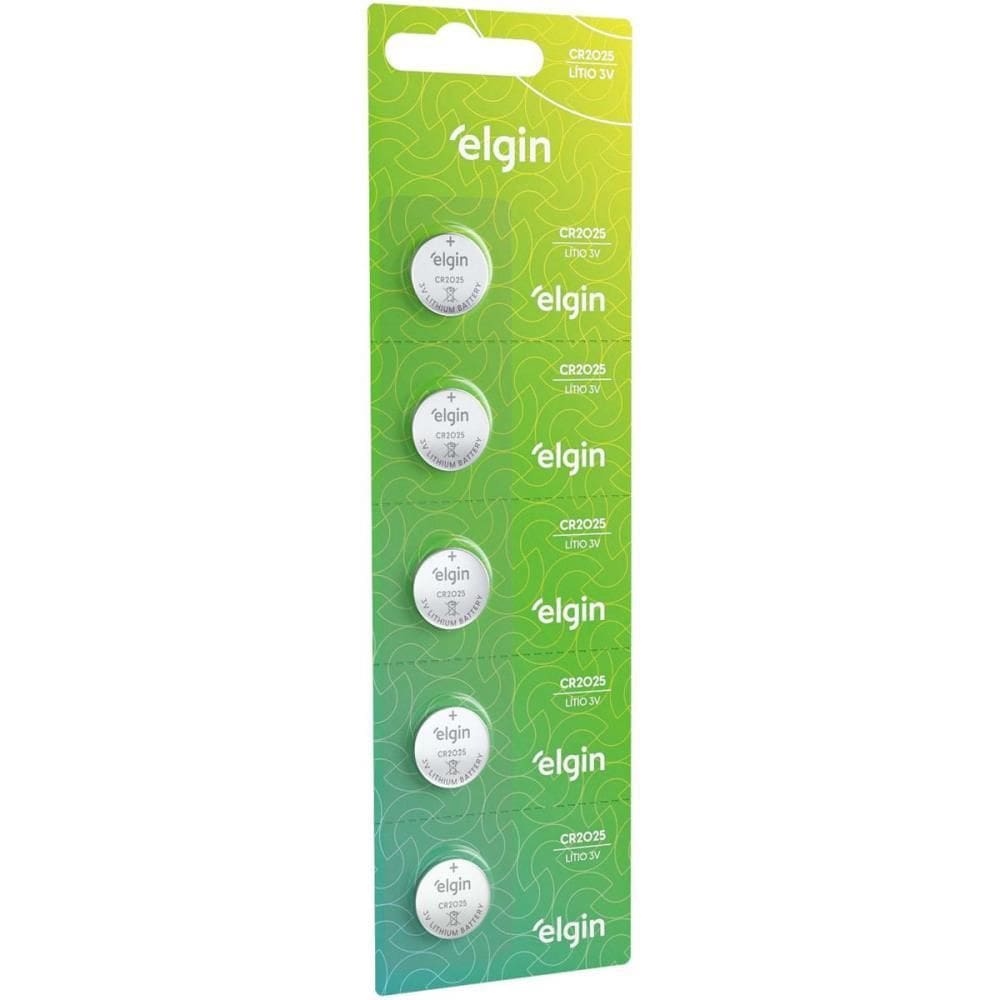 Pilha Bateria Botão Cr2025 3v Lithium 05 unid - Elgin