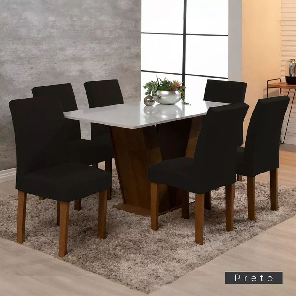 Kit 4 Capas de Cadeira Jantar Cozinha Lisa com Elástico