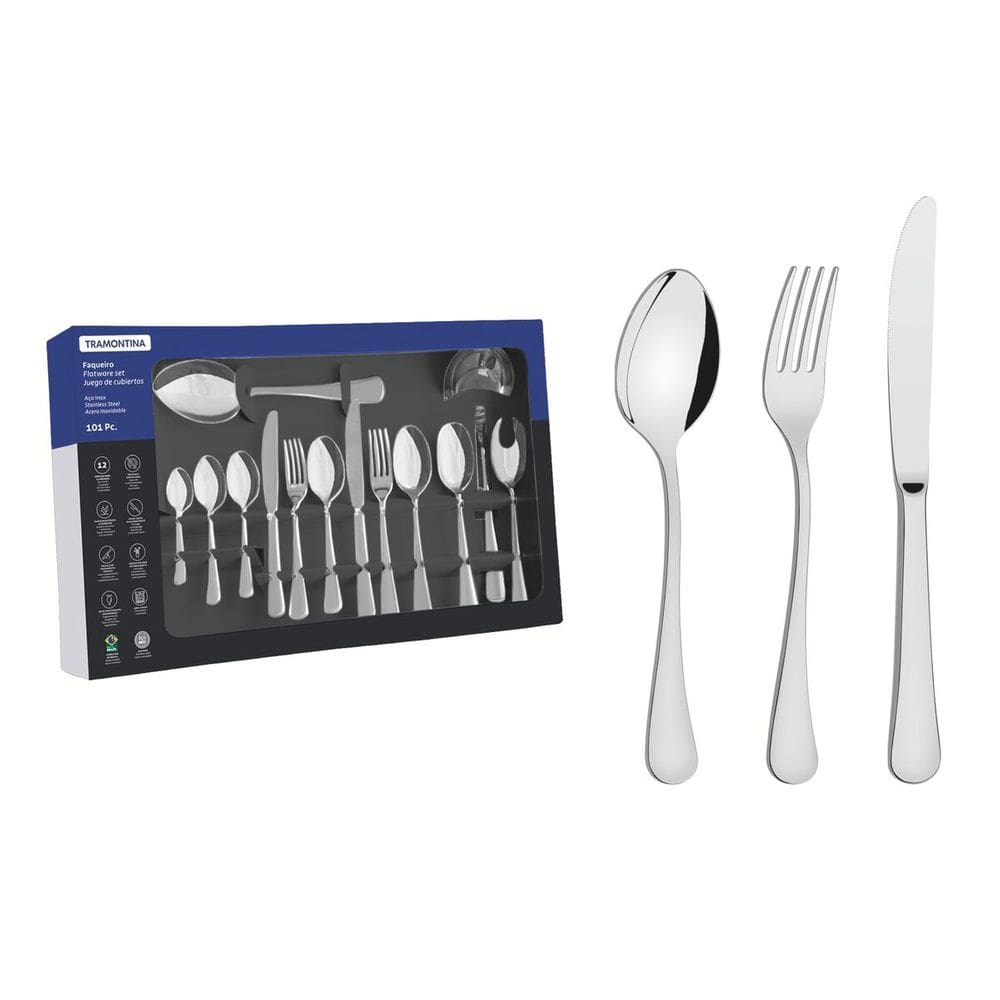 Faqueiro Zurique 101pçs Facas Colheres Mesa Inox Tramontina