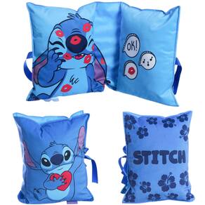 Almofada 3D Stitch Carta Com Laço Aveludada Oficial Disney