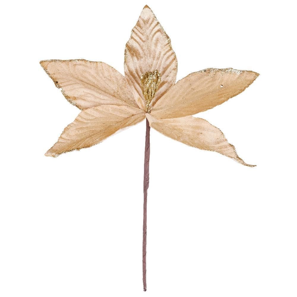 Enfeite de Natal Flor Bico 26cm Elegance Dourado Cazza
