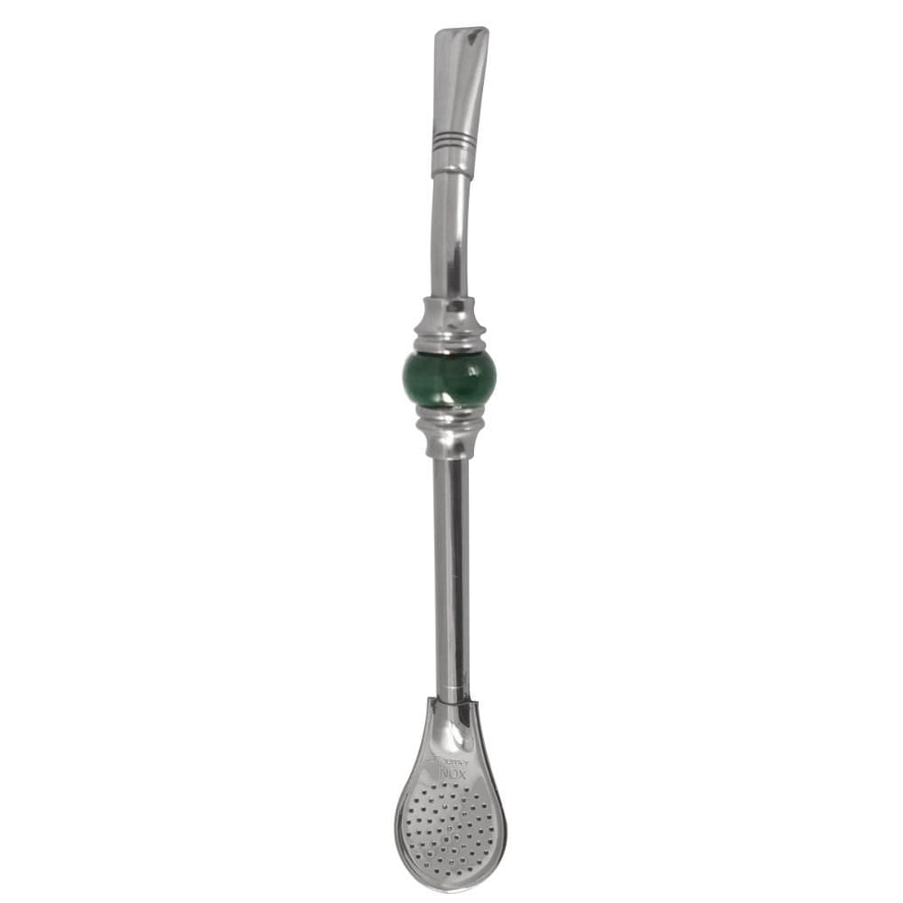Bomba De Chimarrão 19cm Com Bojo Pera Removível Com Rosca Bomba De Inox Anel De Pedra Ágata Redonda Taumer