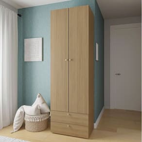 Guarda-roupa 2 Módulos 2 Portas 3 Prateleiras 2 Gavetas Frame Cabecasa madeiramadeira Acácia