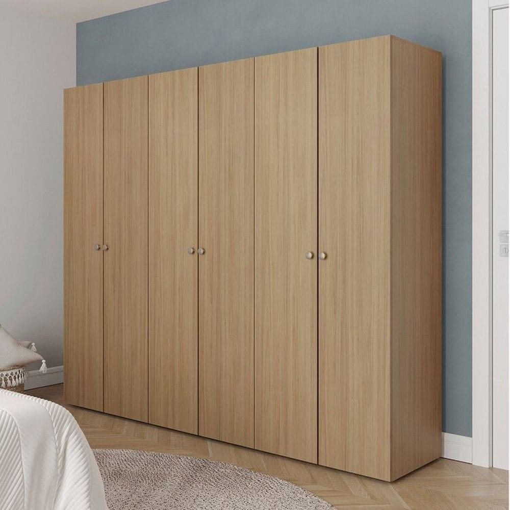 Guarda-roupa 3 Módulos 6 Portas 9 Prateleiras Frame Cabecasa madeiramadeira Acácia