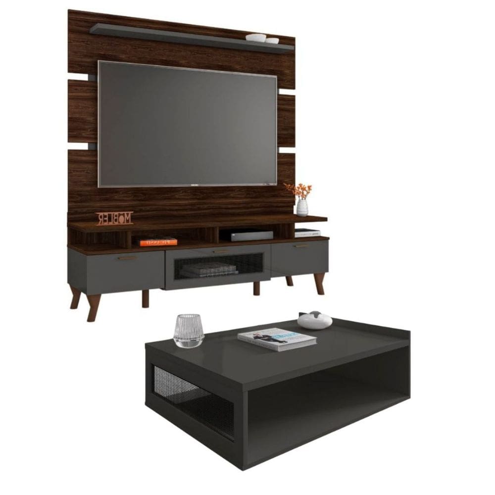 Rack Bancada 160 cm Painel Para Tv Até 65” e Mesa De Centro Mobler
