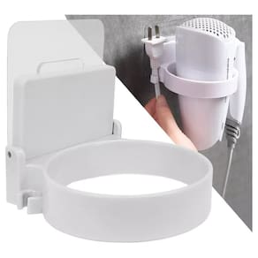 Suporte Porta Secador De Cabelo Adesivo Para Parede Sem Furos Cabelos Organizador Multiuso Adesivo