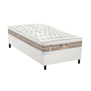 Cama Box Solteiro: Colchão Molas Ensacadas Castor Silver Star Air Face+Base White(88X188)