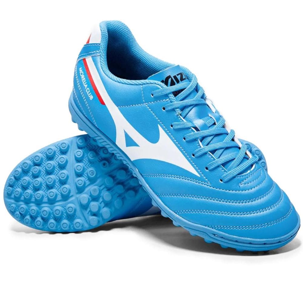 Chuteira Society Mizuno Morelia Club Unissex - Azul Claro e Branco