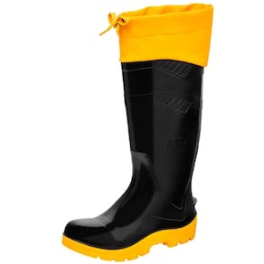 Bota de PVC Cano Longo All Work, Marluvas, Preto com Amarelo, Nº 39
