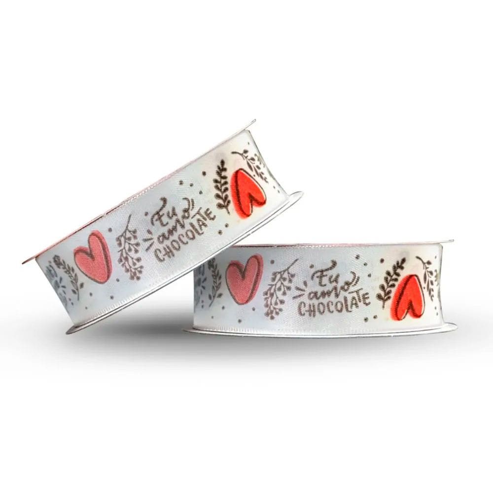 Fita de Cetim Eu Amo Chocolate 22mmx10m - Cinderela