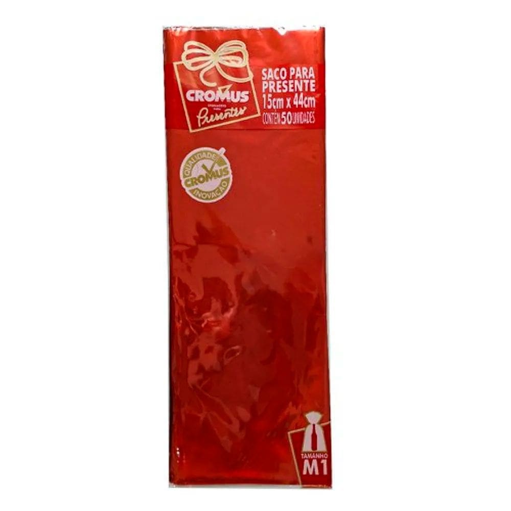 Saco de Presente Metal 15x44 Metalcor Vermelho c/50 - Cromus