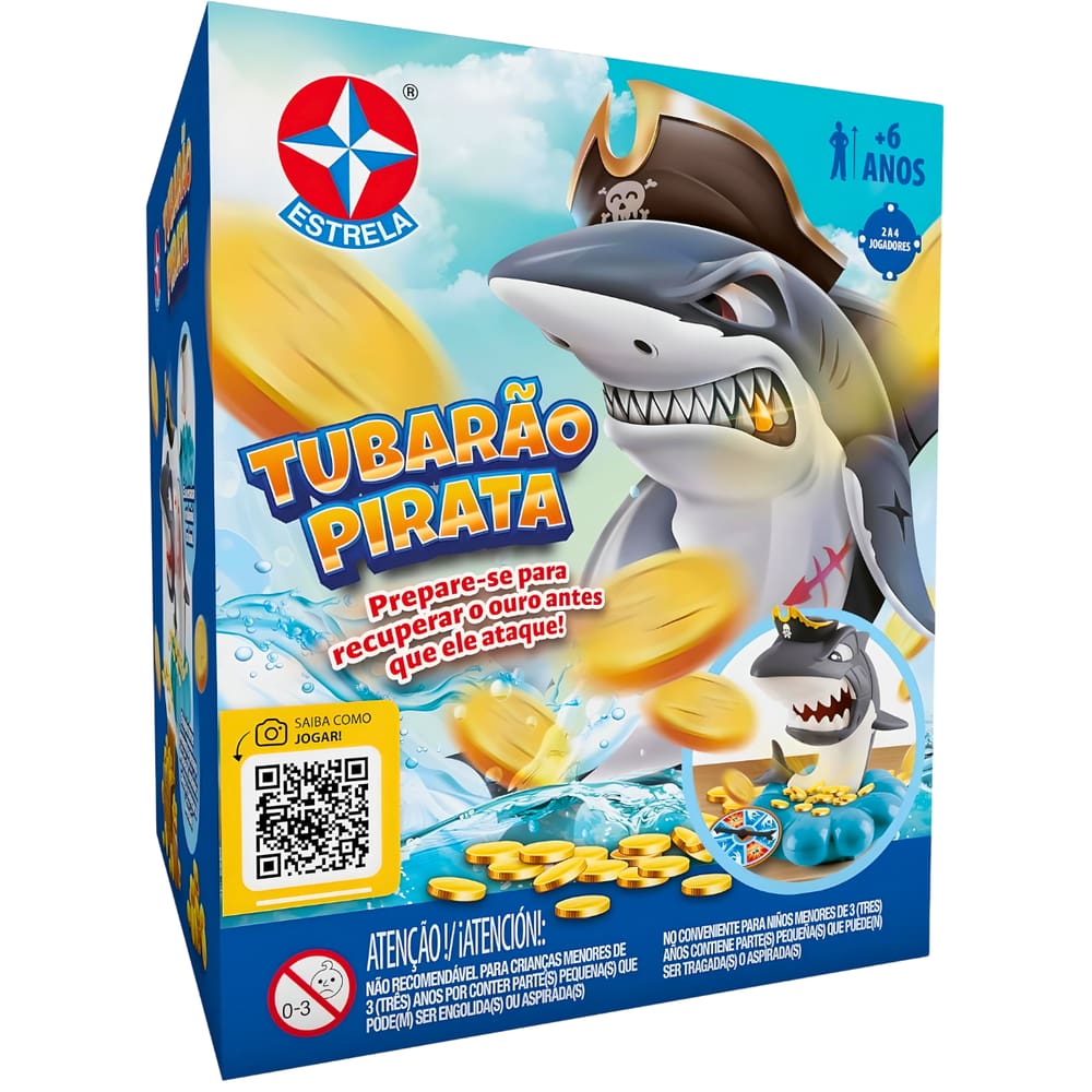 Jogo De Tabuleiro Pegue as Moedas do Tubarão Pirata Estrela