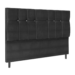 Cabeceira Opala Preto Estofada para Cama Box Casal 144Cm Quarto Luxo
