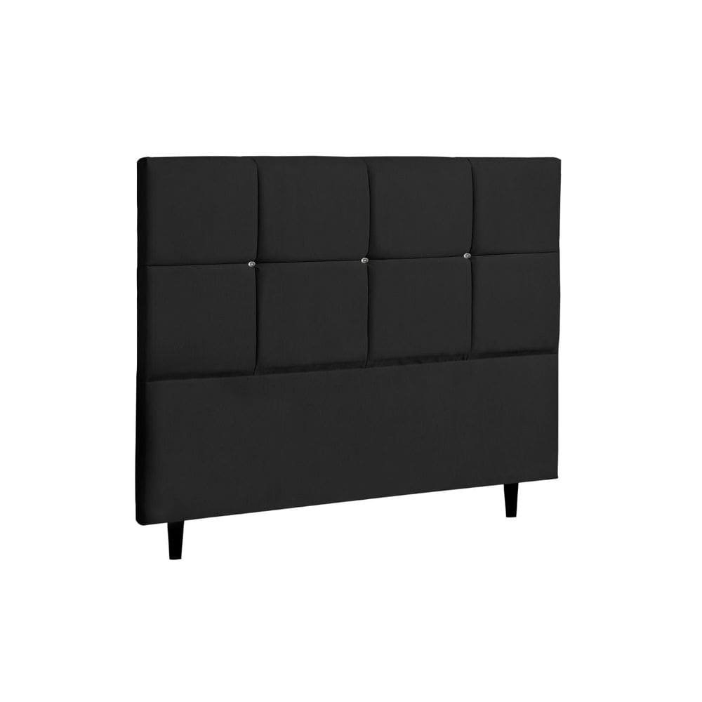 Cabeceira Paris Estofada Com Botão de Strass para Cama Box Casal King Size 195Cm Preto