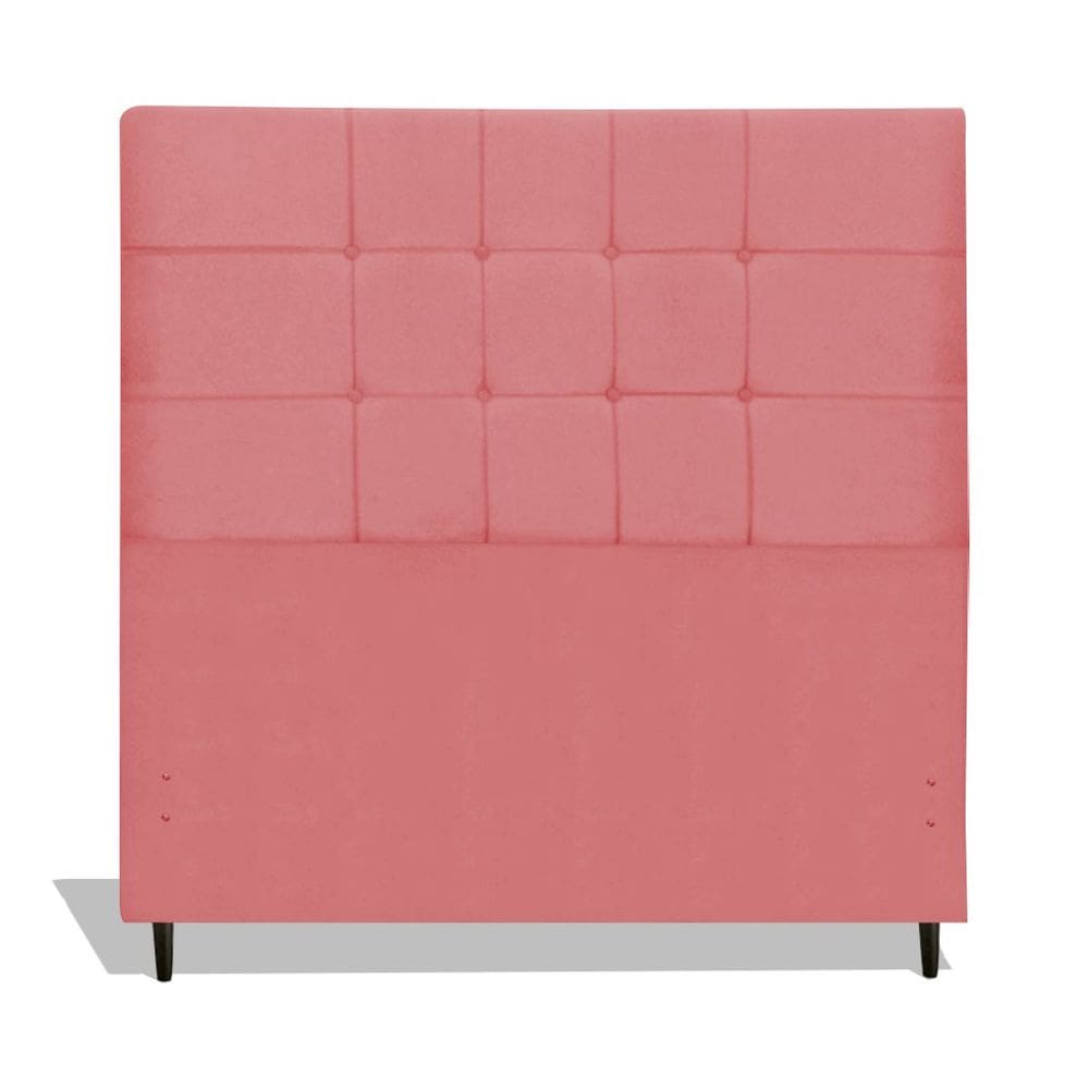 Cabeceira Estofada Box Casal King Size Encosto Para Cama Barcelona 195x126 CM Rosa