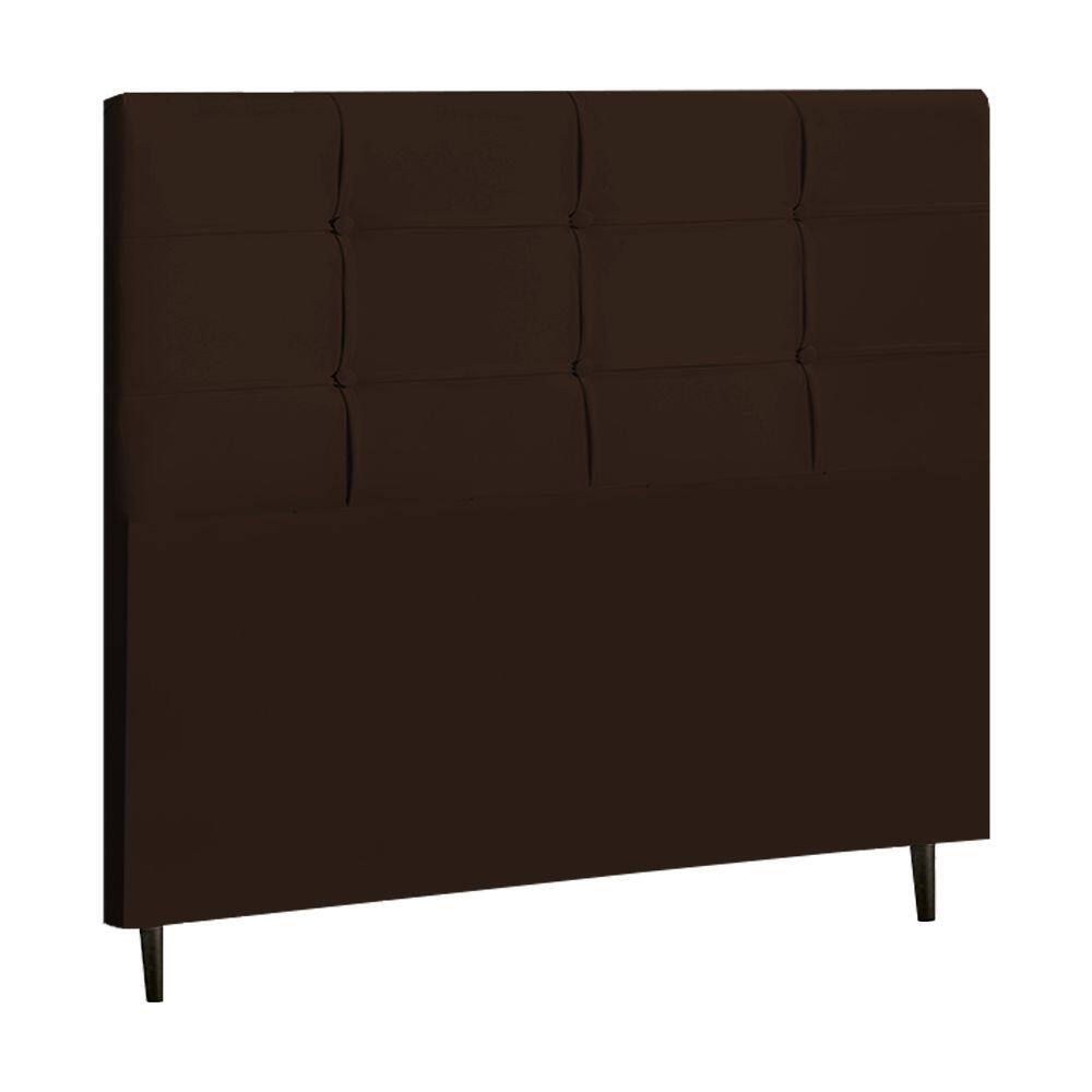 Cabeceira New Style Estofada Com Botão de Tecido para Cama Box Casal Queen Size 164Cm Marrom - 