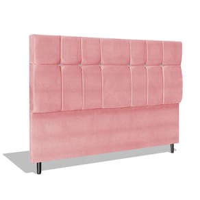 Cabeceira Estofada Box Casal King Size Encosto Para Cama Opala 195x126 CM Rosa
