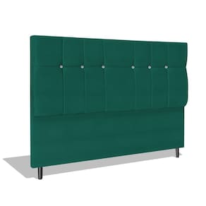 Cabeceira Estofada Box Casal Queen Size Encosto Para Cama Opala 164x126 CM Azul Tiffany