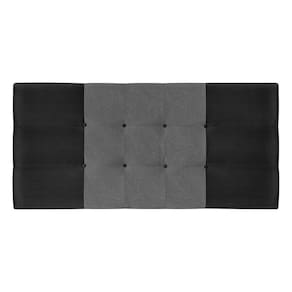 Painel Estofado Nina 164 cm Cama Box Quarto Casal Queen Size Suede Preto/Cinza