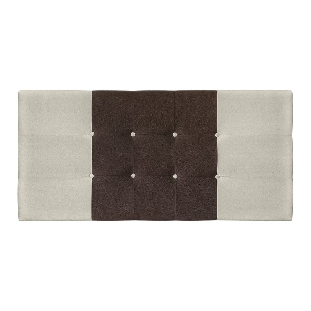 Painel Estofado Nina 144 cm Para Cama Box Quarto Casal Suede Bege/Marrom