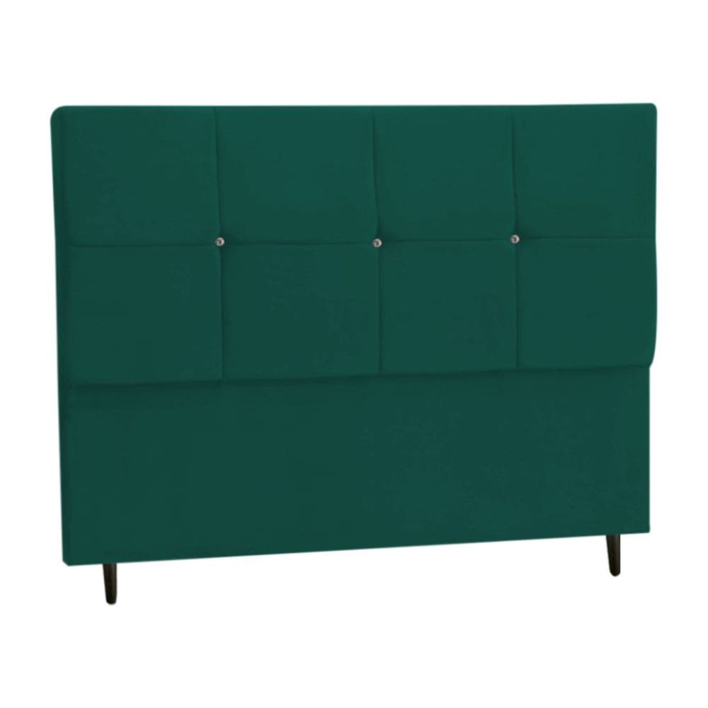 Cabeceira Estofada Box Casal King Size Encosto Para Cama Paris 195x126 CM Azul Tiffany