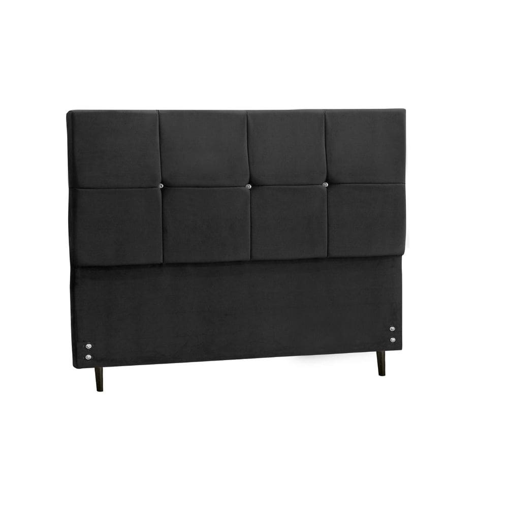 Cabeceira New Paris Estofada Com Botão de Strass para Cama Box Casal 144Cm Preto