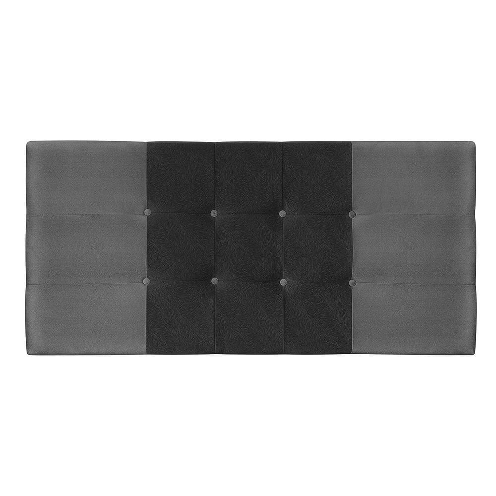 Painel Estofado Nina 195 cm Para Cama Box Quarto Casal King Size Suede Cinza/Preto