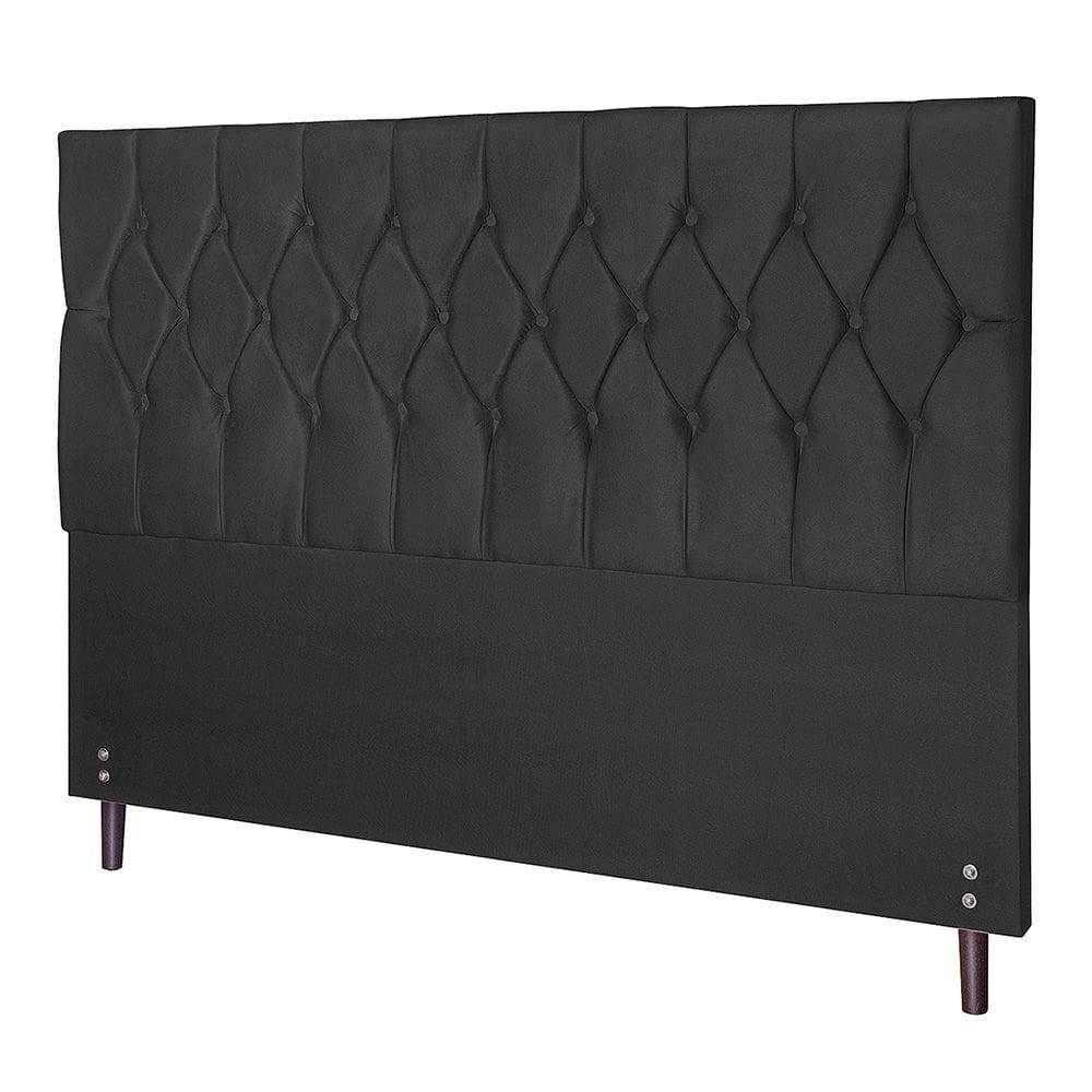 Cabeceira Madri Preto Estofada para Cama Box Casal King Size 195Cm Quarto Luxo