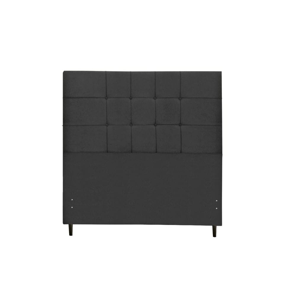 Cabeceira Barcelona Estofada Com Botão de Tecido para Cama Box Casal King Size 195Cm Preto