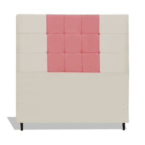Cabeceira Estofada Box Casal Encosto Para Cama Barcelona 144x126 Composê Bege/ Rosa