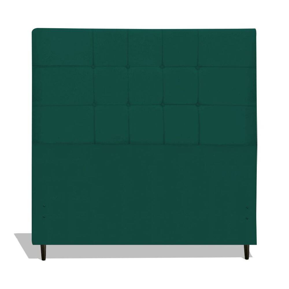 Cabeceira Estofada Box Casal Queen Size Encosto Para Cama Barcelona 164x126 CM Azul Tiffany