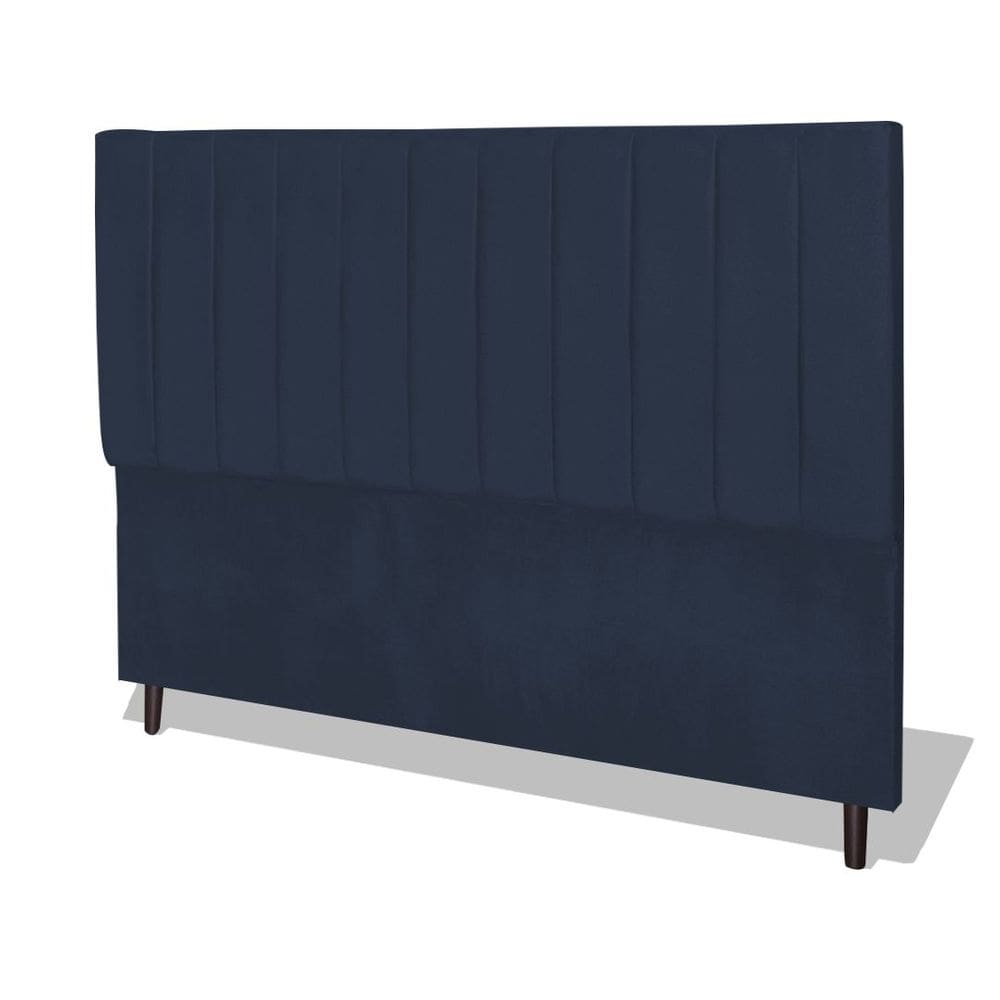 Cabeceira Estofada Box Casal Encosto Para Cama Leblon 144x126 Azul Marinho