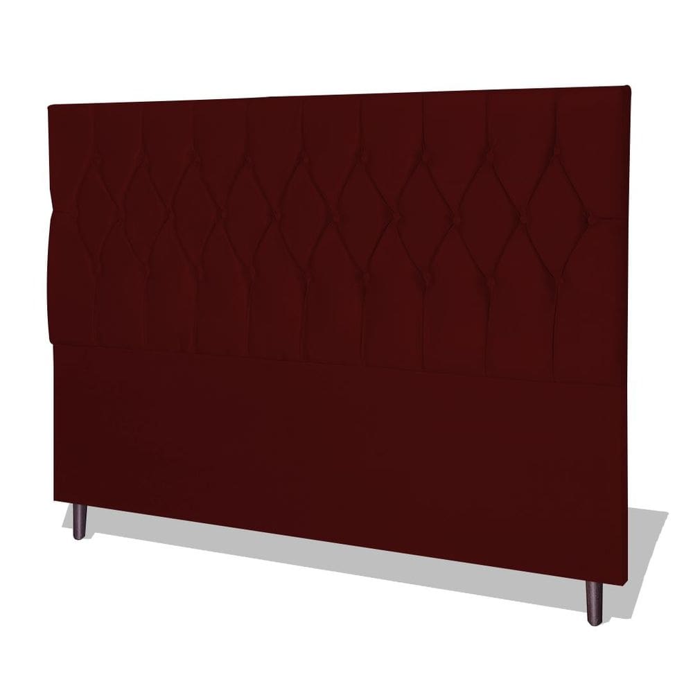 Cabeceira Estofada Box Casal Queen Size Encosto Para Cama Madri 164x126 CM Marsala