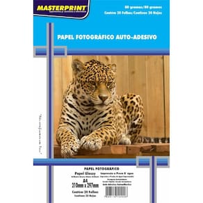 Papel Fotográfico Inkjet A4 Glossy Adesivo 80g. 20fls