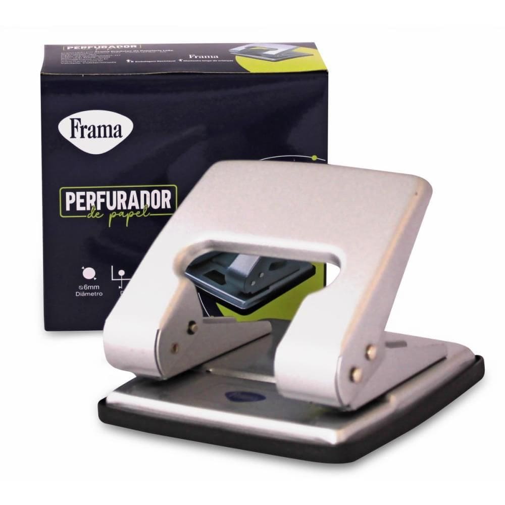 Perfurador De Papel Metal Médio Prata P/20fls - Frama