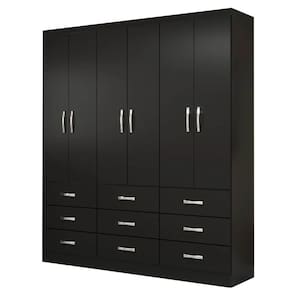 Guarda Roupa Bergmo 6 Portas 9 Gavetas Preto - Evidencia