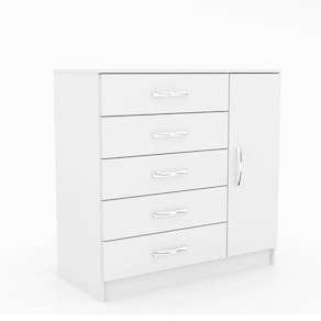 Cômoda Sapateira 5 Gavetas e 1 Porta Branco - Evidencia