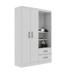 Guarda Roupa Capelinha Solteiro Com Espelho 2 Portas Branco - Evidência