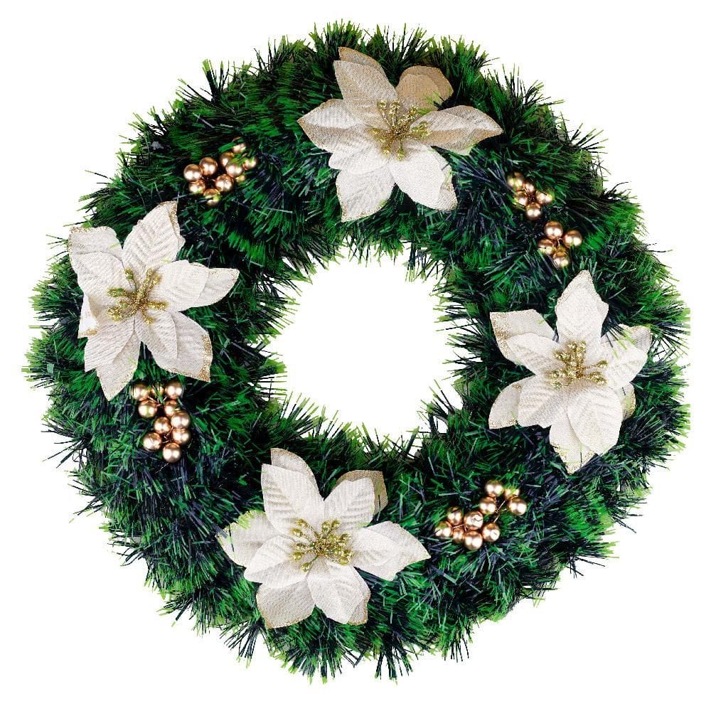 Guirlanda de Natal Folhas Douradas 38cm Cazza