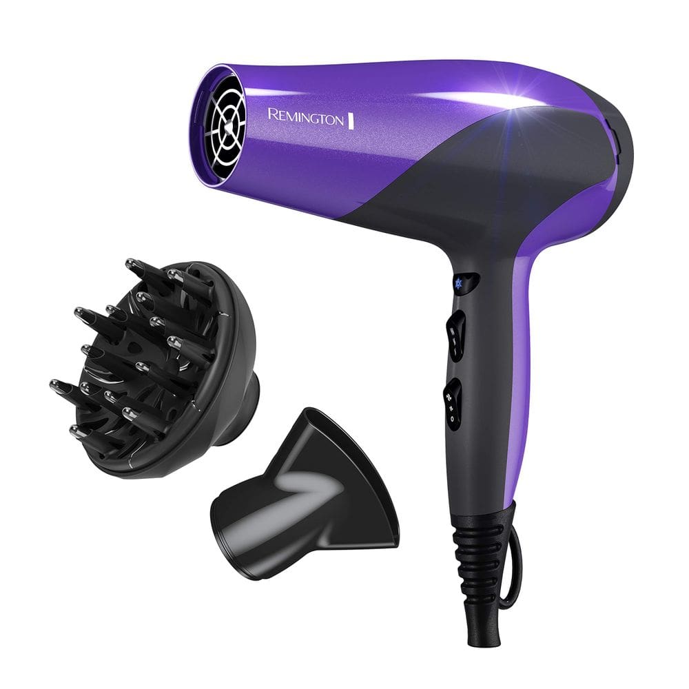 Secador de cabelo Remington Damage Protection 1875W, roxo, conjunto de 3 peças