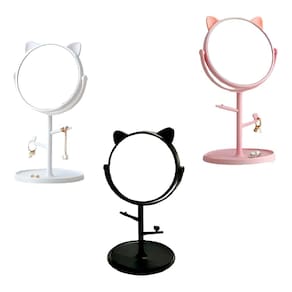Espelho de Mesa com Suporte Orelha de Gatinho cor: Branco