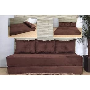 Sofanete Sofá com 3 Almofadas Multiuso Suede Marrom - AL Móveis