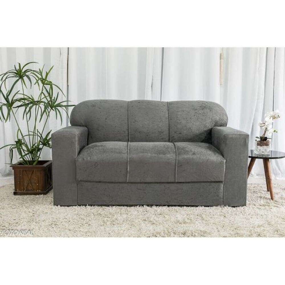 Sofá 3 Lugares Xaropinho Suede Cinza - AL Móveis