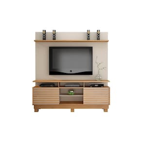 Estante Home Theater para TV até 60 Polegadas 2 Portas Texas Off White/Cinamomo - Valdemóveis
